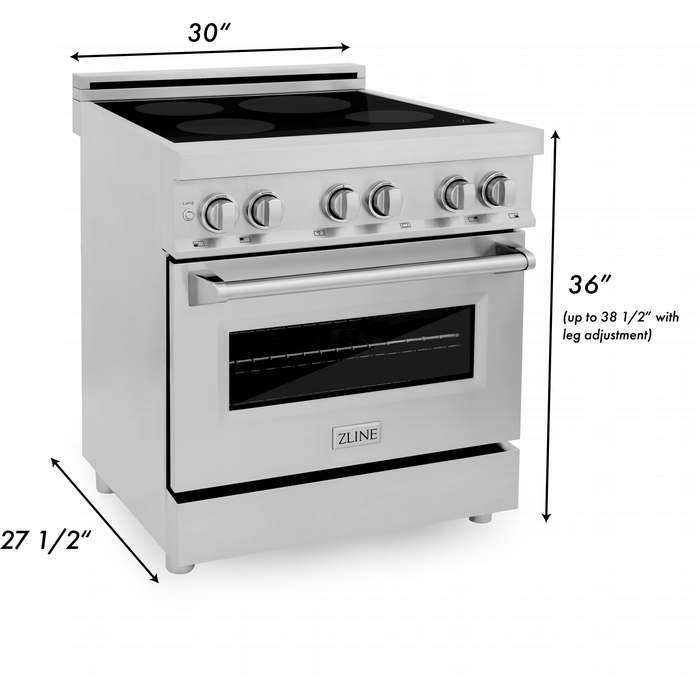 ZLINE 30 In. 4.0 cu. ft. Induction Range with a 4 Element Stove and Electric Oven in Stainless Steel, RAIND-30