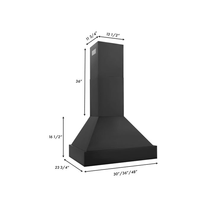 ZLINE 30 in. 400 CFM Black Stainless Steel Wall Mount Range Hood BS655N-30