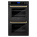 ZLINE 30 In. Autograph Edition Double Wall Oven with Self Clean and True Convection in Black Stainless Steel and Champagne Bronze AWDZ-30-BS-CB