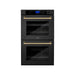 ZLINE Wall Ovens ZLINE 30 In. Autograph Edition Double Wall Oven with Self Clean and True Convection in Black Stainless Steel and Champagne Bronze AWDZ-30-BS-CB