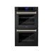 ZLINE 30 In. Autograph Edition Double Wall Oven with Self Clean and True Convection in Black Stainless Steel and Gold, AWDZ-30-BS-G