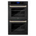 ZLINE 30 In. Autograph Edition Double Wall Oven with Self Clean and True Convection in Black Stainless Steel and Gold, AWDZ-30-BS-G