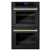 ZLINE Wall Ovens ZLINE 30 In. Autograph Edition Double Wall Oven with Self Clean and True Convection in Black Stainless Steel and Gold, AWDZ-30-BS-G