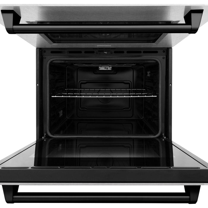 ZLINE Wall Ovens ZLINE 30 In. Autograph Edition Double Wall Oven with Self Clean and True Convection in DuraSnow® Stainless Steel and Matte Black, AWDSZ-30-MB