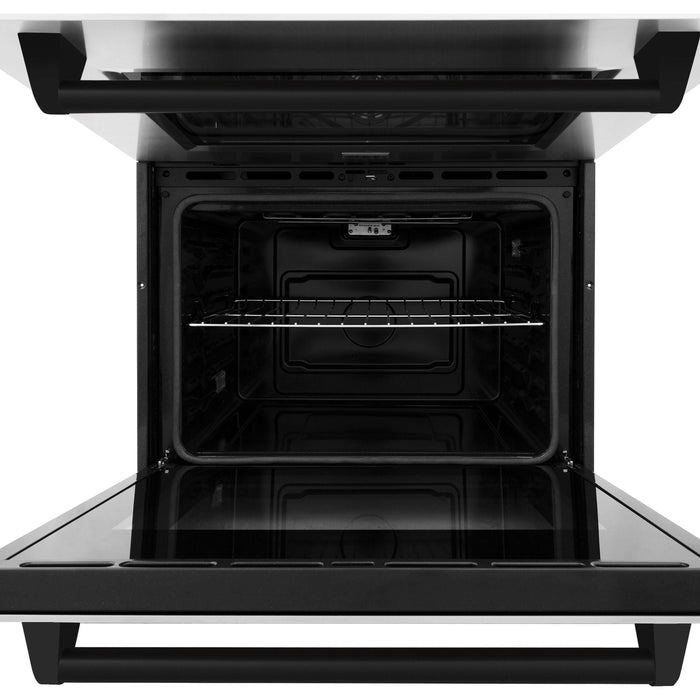 ZLINE 30 In. Autograph Edition Double Wall Oven with Self Clean and True Convection in Stainless Steel and Matte Black, AWDZ-30-MB