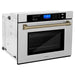 ZLINE Wall Ovens ZLINE 30 In. Autograph Edition Single Wall Oven with Self Clean and True Convection in DuraSnow® Stainless Steel and Champagne Bronze, AWSSZ-30-CB