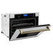 ZLINE Wall Ovens ZLINE 30 In. Autograph Edition Single Wall Oven with Self Clean and True Convection in DuraSnow® Stainless Steel and Champagne Bronze, AWSSZ-30-CB
