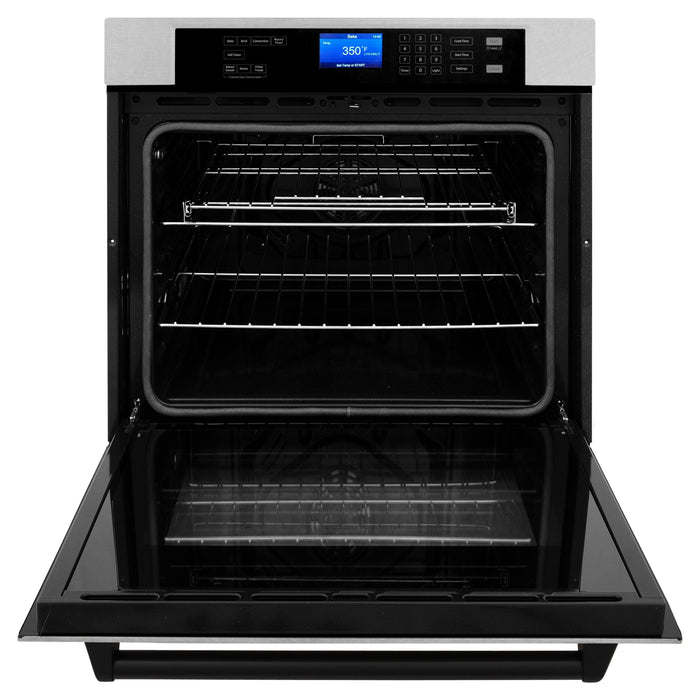 ZLINE Wall Ovens ZLINE 30 In. Autograph Edition Single Wall Oven with Self Clean and True Convection in DuraSnow® Stainless Steel and Matte Black, AWSSZ-30-MB