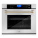 ZLINE 30 In. Autograph Edition Single Wall Oven with Self Clean and True Convection in Stainless Steel and Gold, AWSZ-30-G