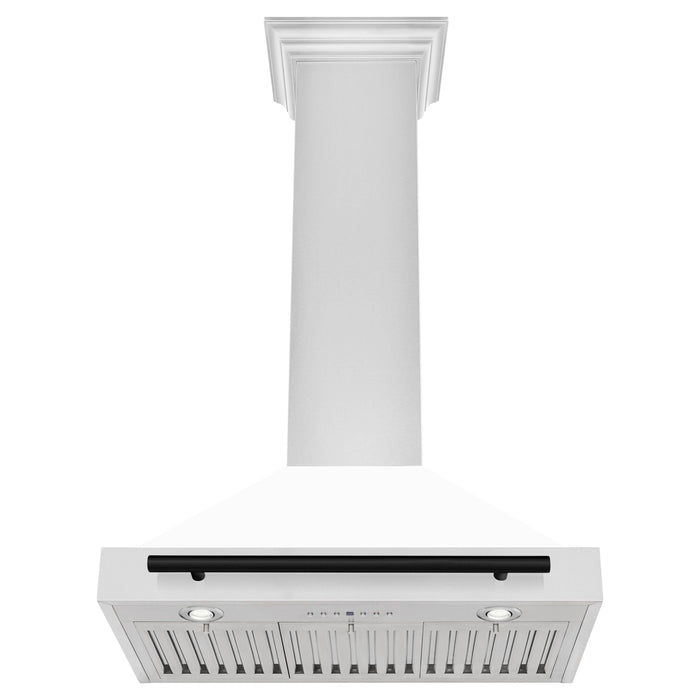 ZLINE 30 In Autograph Edition Stainless Steel Range Hood with White Matte Shell and Matte Black Accents, KB4STZ-WM30-MB