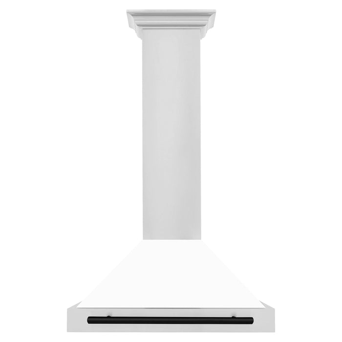 ZLINE 30 In Autograph Edition Stainless Steel Range Hood with White Matte Shell and Matte Black Accents, KB4STZ-WM30-MB