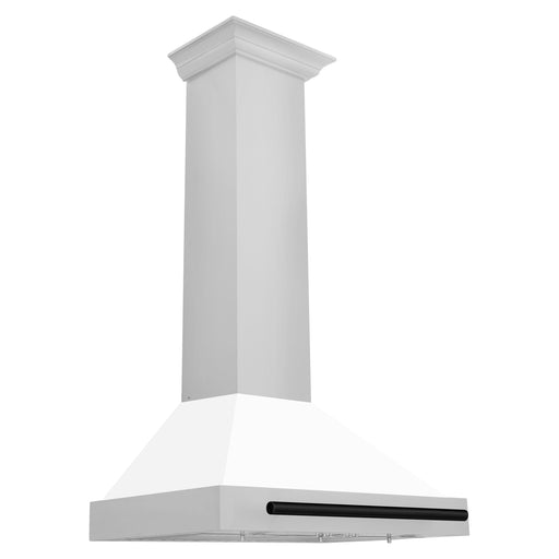 ZLINE Range Hoods ZLINE 30 In Autograph Edition Stainless Steel Range Hood with White Matte Shell and Matte Black Accents, KB4STZ-WM30-MB