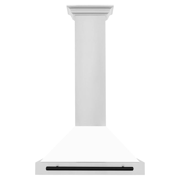 ZLINE Range Hoods ZLINE 30 In Autograph Edition Stainless Steel Range Hood with White Matte Shell and Matte Black Accents, KB4STZ-WM30-MB