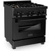 ZLINE Kitchen Appliance Packages ZLINE 30 in. Black Stainless Steel Dual Fuel Range, Convertible Vent Range Hood and Microwave Drawer Kitchen Appliance Package 3KP-RABRH30-MW