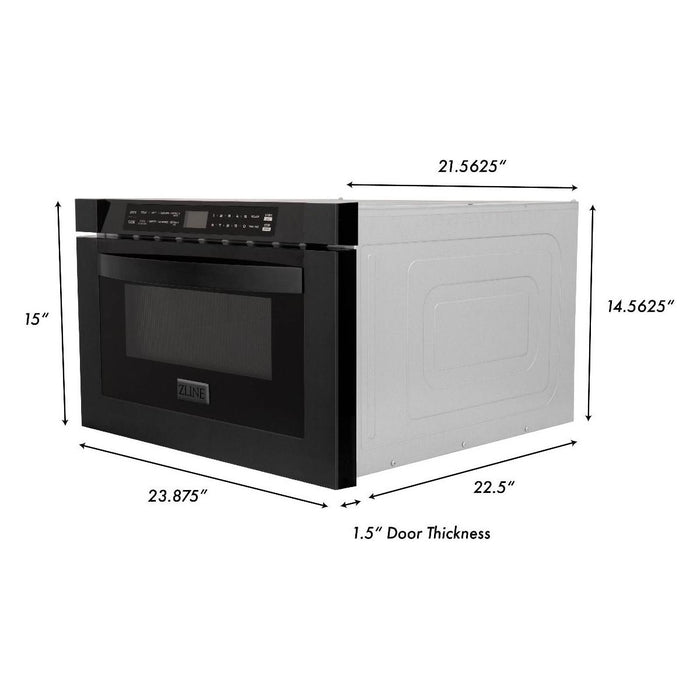 ZLINE Kitchen Appliance Packages ZLINE 30 in. Black Stainless Steel Dual Fuel Range, Convertible Vent Range Hood and Microwave Drawer Kitchen Appliance Package 3KP-RABRH30-MW
