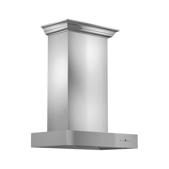 ZLINE 30 In. Convertible Professional Wall Mount Range Hood In Stainless Steel with Crown Molding KECOMCRN-30