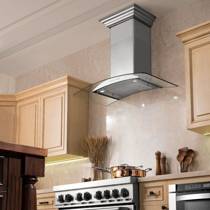 ZLINE 30 in. Convertible Vent Wall Mount Range Hood in Stainless Steel & Glass, KN-30