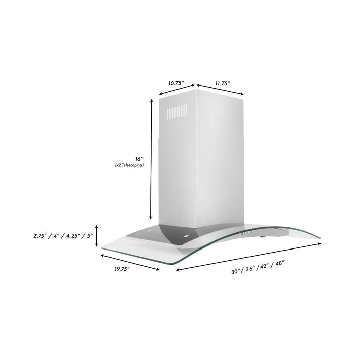 ZLINE 30 in. Convertible Vent Wall Mount Range Hood in Stainless Steel & Glass, KN4-30