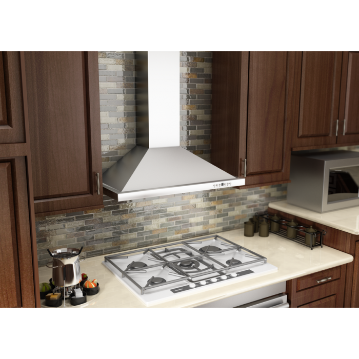 ZLINE 30 in. Convertible Vent Wall Mount Range Hood in Stainless Steel with Crown Molding, KBCRN-30