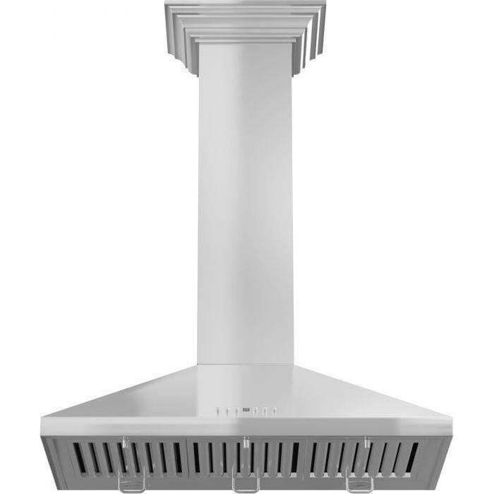 ZLINE 30 in. Convertible Vent Wall Mount Range Hood in Stainless Steel with Crown Molding, KL2CRN-30