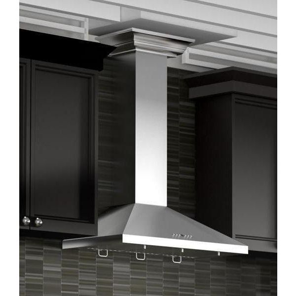 ZLINE 30 in. Convertible Vent Wall Mount Range Hood in Stainless Steel with Crown Molding, KL2CRN-30