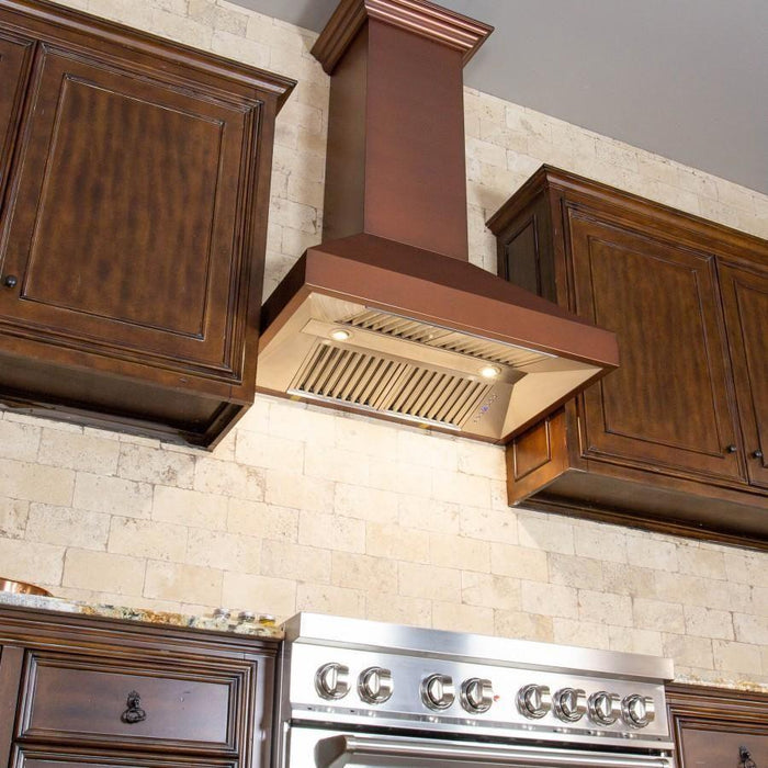 ZLINE 30 in. Copper Wall Range Hood with Crown Molding 8667C-30