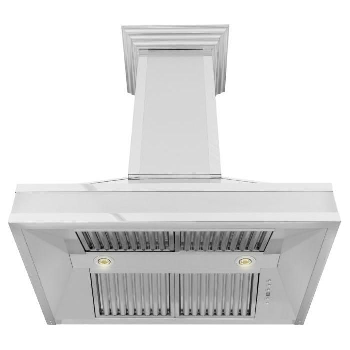 ZLINE 30 in. Designer Series Ducted Wall Mount Range Hood In DuraSnow Stainless Steel with Mirror Accents 655MR-30