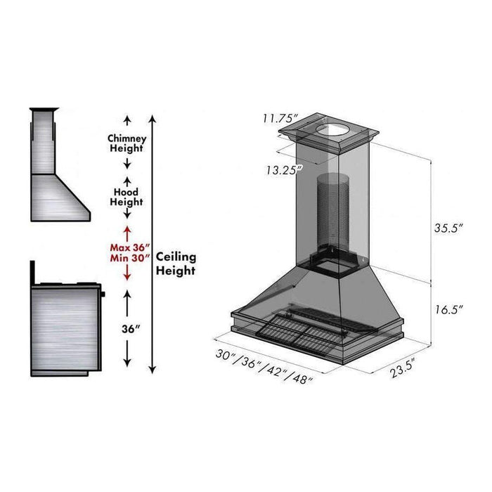 ZLINE 30 in. Designer Series Wall Mount Range Hood In DuraSnow Stainless Steel 8656S-30