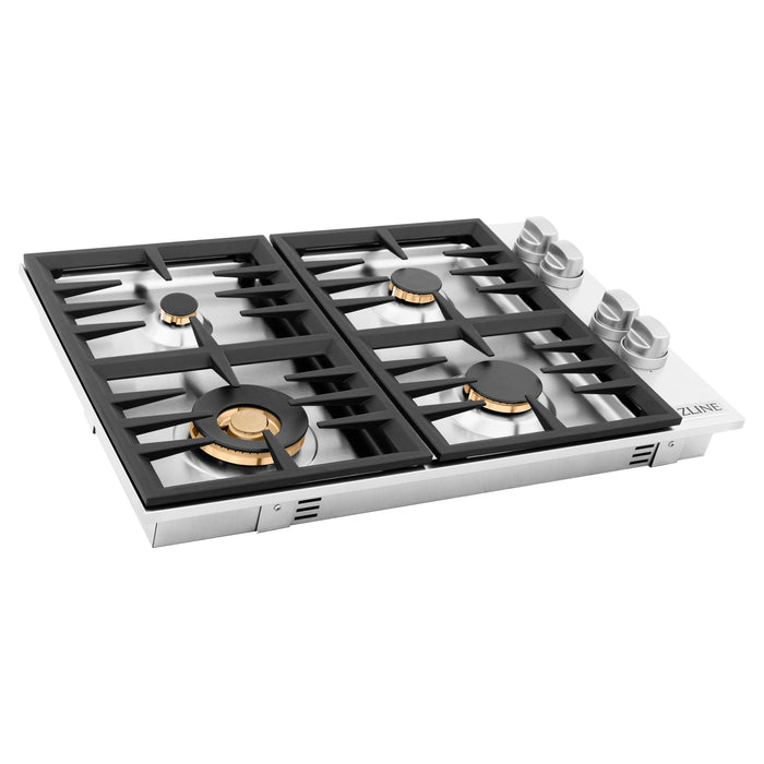 ZLINE 30 in. Dropin Cooktop with 4 Gas Brass Burners RC-BR-30