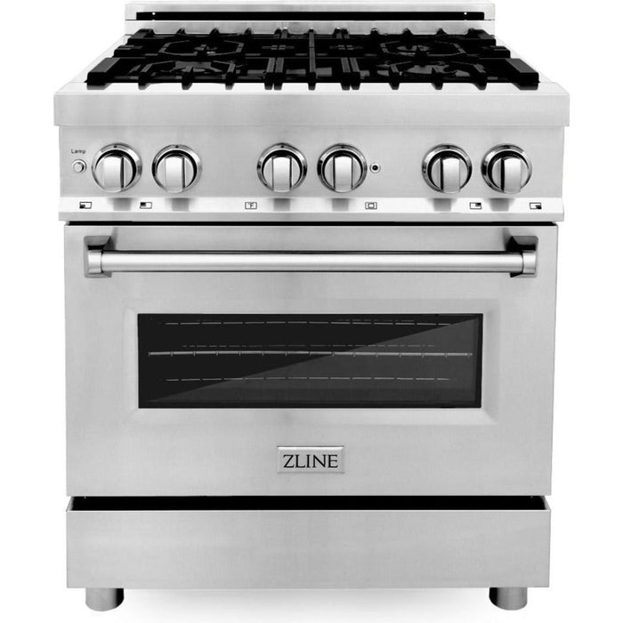 ZLINE 30 in. Dual Fuel Range, 30 in. Range Hood and Dishwasher Appliance Package 3KP-RARH30-DW