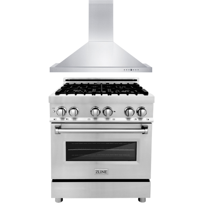 ZLINE 30 in. Dual Fuel Range and 30 in. Range Hood Appliance Package