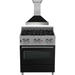 ZLINE 30 in. Dual Fuel Range in DuraSnow with Black Matte Door and 30 in. Range Hood Appliance Package 2KP-RASBLMRH30