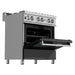 ZLINE 30 in. Dual Fuel Range in DuraSnow with Black Matte Door and 30 in. Range Hood Appliance Package 2KP-RASBLMRH30