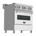 ZLINE 30 in. Dual Fuel Range In DuraSnow with White Matte Door and 30 in. Range Hood Appliance Package 2KP-RASWMRH30