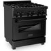 ZLINE 30 in. Dual Fuel Range, Range Hood and Dishwasher In Black Stainless Steel Appliance Package 3KP-RABRH30-DW