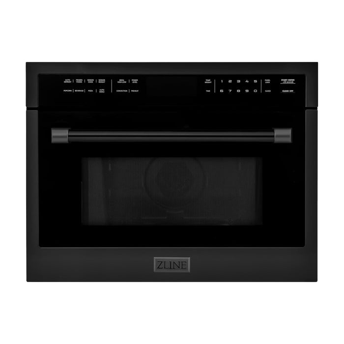 ZLINE 30 in. Dual Fuel Range, Range Hood, and Microwave Oven in Black Stainless Steel Appliance Package 3KP-RABRH30-MO