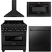 ZLINE 30 in. Dual Fuel Range, Range Hood, Microwave & Dishwasher In Black Stainless Steel Appliance Package 4KP-RABRH30-MWDW