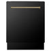 ZLINE 30 In. Dual Fuel Range, Range Hood, Refrigerator, and Dishwasher In Black Stainless Steel with Champagne Bronze Accents Autograph Kitchen Appliance Package 4AKPR-RABRHDWV30-CB