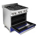 ZLINE 30 in. Dual Fuel Range with Blue Matte Door and 30 in. Range Hood Appliance Package 2KP-RABMRH30