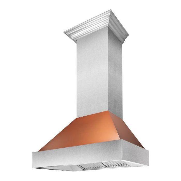 ZLINE 30 in. Ducted DuraSnow Stainless Steel Range Hood with Copper Shell 8654C-30