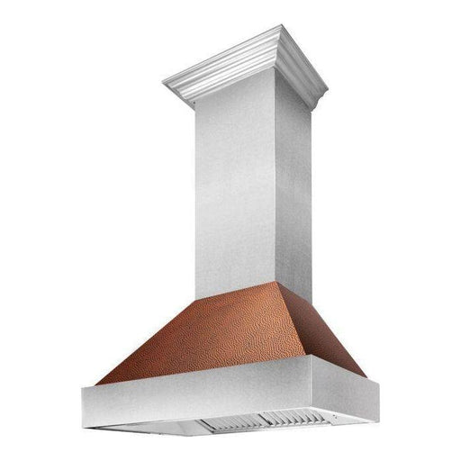 ZLINE 30 in. Ducted DuraSnow Stainless Steel Range Hood with Hand-Hammered Copper Shell 8654HH-30