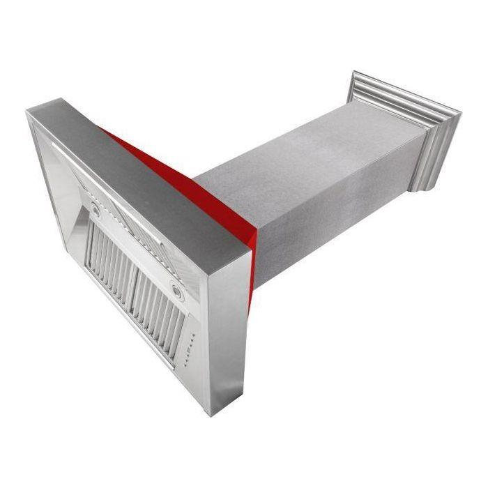 ZLINE 30 in. Ducted DuraSnow Stainless Steel Range Hood with Red Matte Shell 8654RM-30