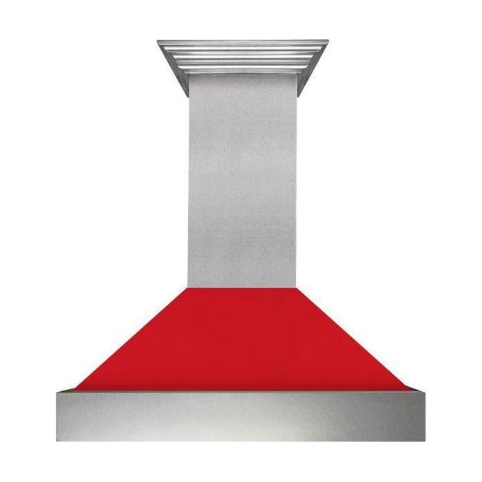 ZLINE 30 in. Ducted DuraSnow Stainless Steel Range Hood with Red Matte Shell 8654RM-30