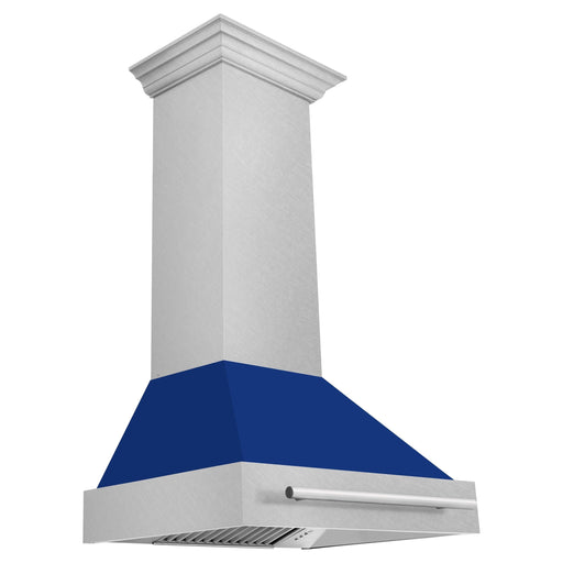 ZLINE 30 In. DuraSnow® Stainless Steel Range Hood with Blue Gloss Shell, 8654SNX-BG-30