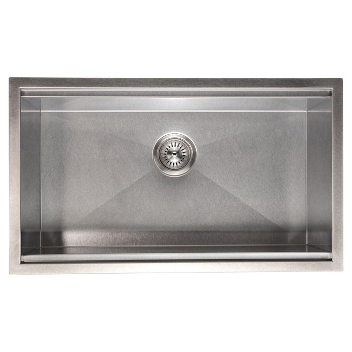 ZLINE 30 in. Garmisch Undermount Single Bowl DuraSnow® Stainless Steel Kitchen Sink with Bottom Grid and Accessories, SLS-30S