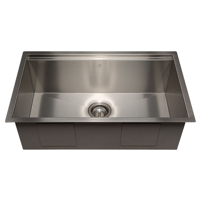 ZLINE 30 in. Garmisch Undermount Single Bowl Stainless Steel Kitchen Sink with Bottom Grid and Accessories, SLS-30