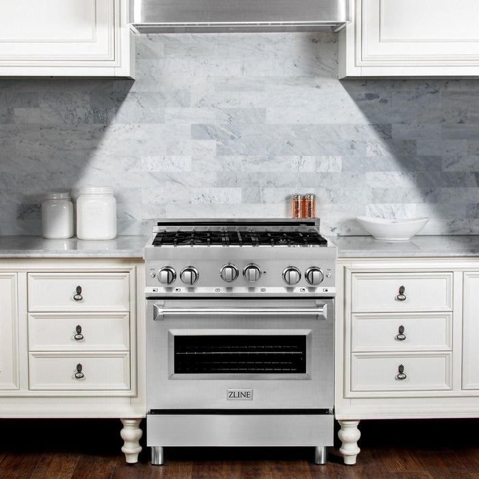 ZLINE 30 in. Gas Range and 30 in. Range Hood Appliance Package 2KP-RGRH30