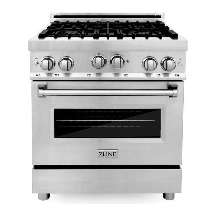 ZLINE 30 in. Gas Range, Range Hood and 3 Rack Dishwasher Appliance Package 3KP-RGRH30-DWV