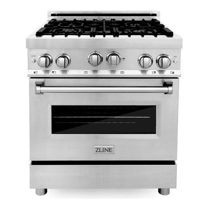 ZLINE 30 in. Gas Range, Range Hood and Dishwasher Appliance Package 3KP-RGRH30-DW