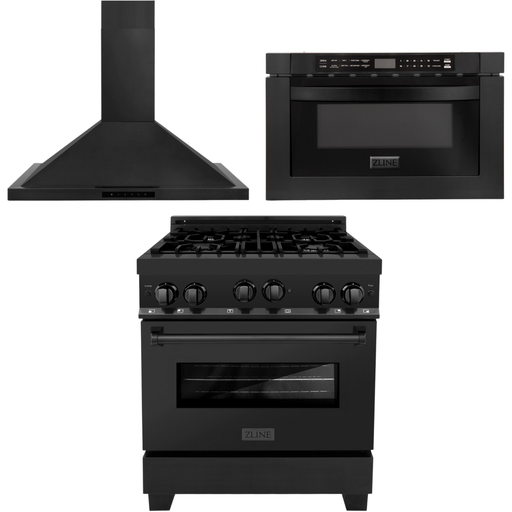 ZLINE Kitchen Appliance Packages ZLINE 30 in. Gas Range, Range Hood and Microwave Appliance Package 3KP-RGBRBRH30-MW